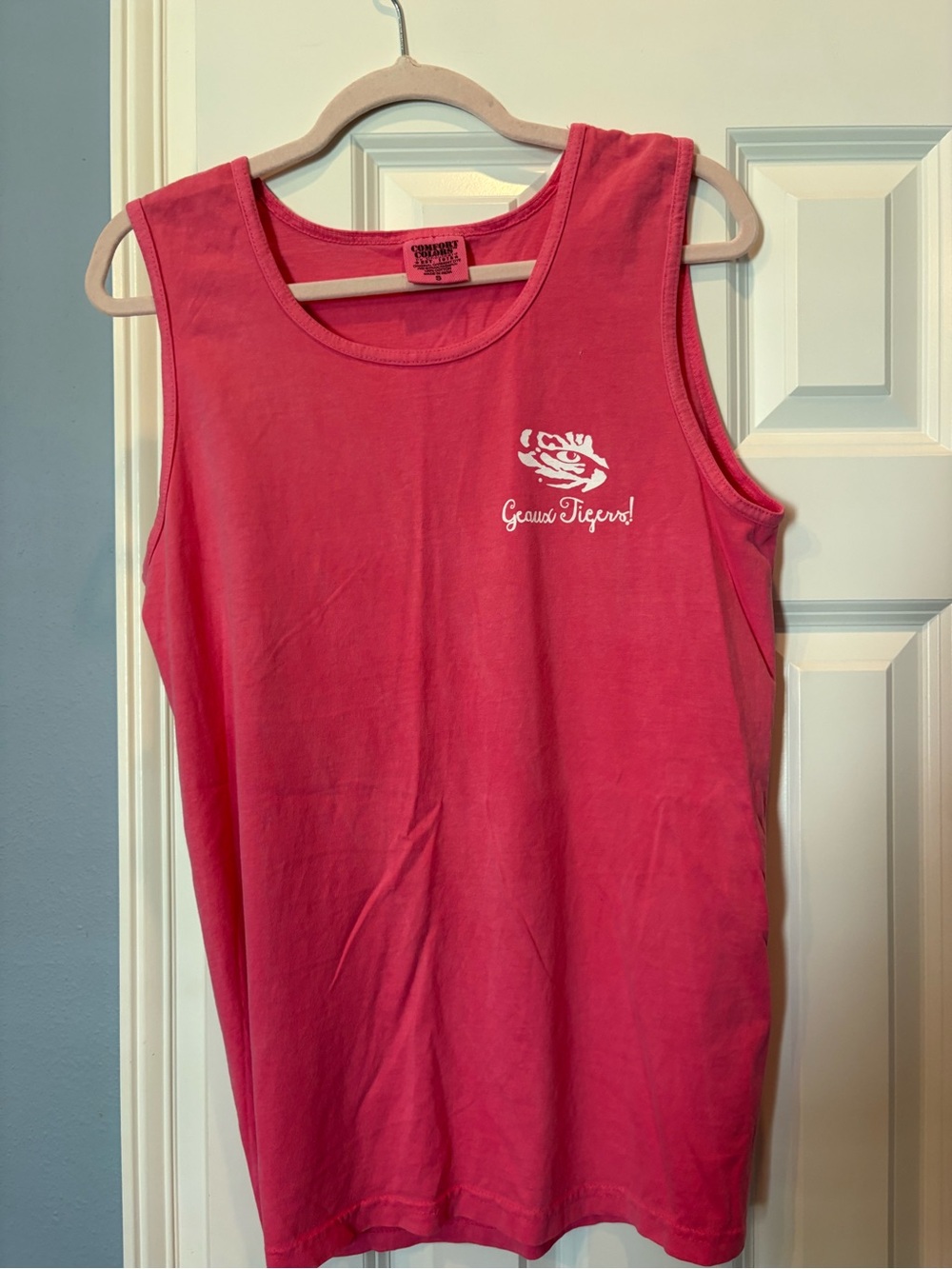 Pink Sleeveless Tank with White Tiger Logo